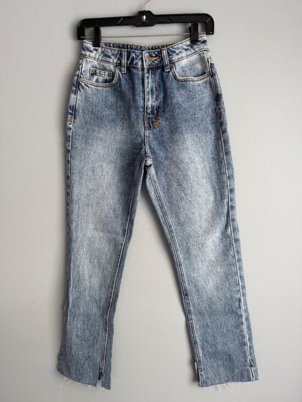 Ksubi Jeans Size 24 Light Wash Acid Wash Straight Crop Raw Hem Y2K 90s Retro
